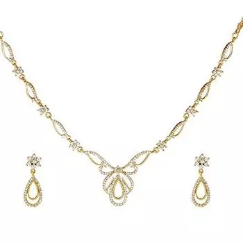 Комплект позолоченного колье Estele с овальным ореолом и американскими бриллиантами для женщин