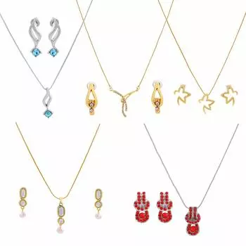 Комплект позолоченного колье Gehena By Estele с необычными австрийскими кристаллами для девочек и женщин (Комбо из 5)