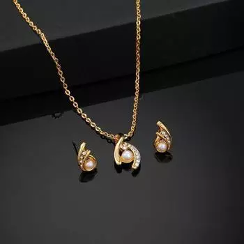 Комплект позолоченного сверкающего колье Estele с кристаллами для женщин