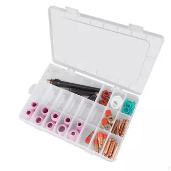 Комплект принадлежностей для сварочной горелки TIG 55, корпус цанги стеклянные колпачки газовые линзы цанги запасные части прокладки колпачков