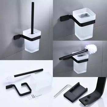 Комплект принадлежностей для ванной комнаты Черный крючок для халата Вешалка для полотенец Вешалка для полотенец Полка для бара Держатель для салфеток Держатель для зубных щеток Аксессуары для ванной комнаты