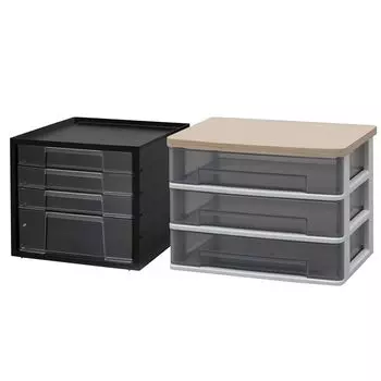 Комплект принадлежностей Iris Ohyama Letter Case 3 неглубоких яруса 1 глубокий ярус A4 Black Letter Case A4 неглубокий 3 яруса деревянная крышка [Office 2] + LCJ-4D + WTDC-W430RF чёрный