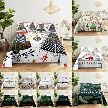 Комплект простыней 240x220 Рождественская елка с наволочкой Буква Зеленый Для односпальных двуспальных кроватей Детей Взрослых 3D Постельное белье Texile Twin Полный 110x230cm 2pcs