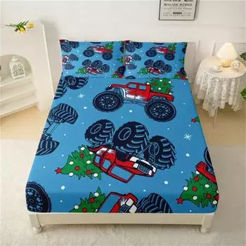 Комплект простыней для грузовиков, комплект простыней, матрас с принтом «Рождественская елка» для грузовиков, постельное белье Ultra Soft, комплект простыней Ultra Sheets, 1 простыня на резинке 90x200cmx25