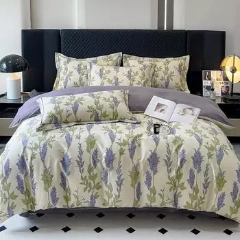 Комплект простыней и пододеяльника в стиле ретро в пасторальном стиле из чистого хлопка, комплект из трех предметов из утолщенного хлопка с начесом 1.2m bed sheet 3pcs