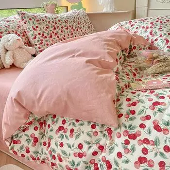 Комплект простыней и пододеяльников из хлопка Four Seasons из четырех предметов с цветочным принтом из чистого хлопка 1.2m bed sheet 3pcs