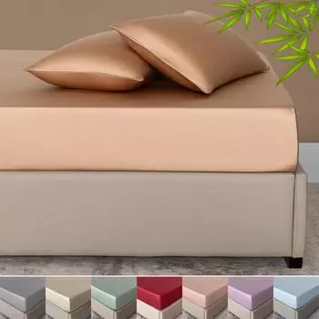 Комплект простыней из 100% бамбука, роскошный комплект постельного белья из 3 предметов (1шт простыня на резинке и 2шт наволочки) Чехол для матраса с противоскользящим покрытием для 100/160 90x190x30cm 3PcsSet