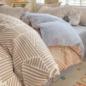 Комплект простыней из 4-х предметов из хлопка для матери и ребенка, комплект из 3-х предметов из стираного хлопка для спальни 1.2m