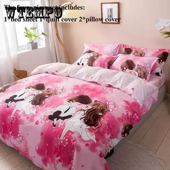 Комплект простыней из четырех предметов Simmons Покрывало Нескользящий пододеяльник Простыня Наволочка 1,5 м 1,8 м Кровать Домашний комплект постельного белья Queen