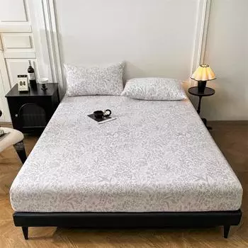 Комплект простыней на резинке из 3 предметов в винтажном цветочном стиле, 100% хлопок, супермягкое нескользящее покрывало с 2 наволочками, комплект постельного белья для дома и спальни 120x200cm 3Pcs