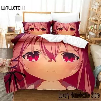 Комплект простыней с 3D-принтом и рисунком аниме Engage Kiss, комплект постельного белья Single Twin Full Queen King Size, комплект постельного белья для взрослых и детей, пододеяльники для спальни 70x133cm 2pcs