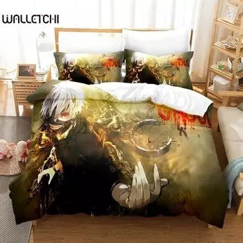 Комплект простыней с 3D-принтом в стиле аниме «Токийский гуль» Комплект постельного белья Single Twin Full Queen King Size Комплект постельного белья Aldult Kid Bedroom Duvetcover Sets 70x133cm 2pcs