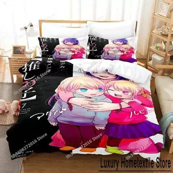 Комплект простыней с 3D-принтом в стиле аниме Oshi no ko Комплект постельного белья Single Twin Full Queen King Size Комплект постельного белья Adult Kid Bedroom Комплекты пододеяльников 70x133cm 2pcs