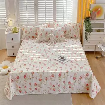 Комплект простыней с цветочным принтом, простыни с рисунком роз, мягкая дышащая ткань, простыня с наволочками, комплект постельного белья размера «queen-size» 160x230cm 3Pcs