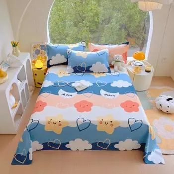 Комплект простыней с изображением луны и звезд, удобный, приятный для кожи, покрывало, наволочки, универсальный комплект постельного белья для дома на четыре сезона, 3 шт. 120x230cm 3Pcs