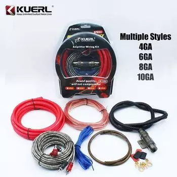 Комплект проводки для автомобильного усилителя 10/8/6/4 GA, комплект кабелей для автомобильного усилителя, комплект держателей предохранителей 60 А, комплект кабелей для модификации сабвуфера 10GA