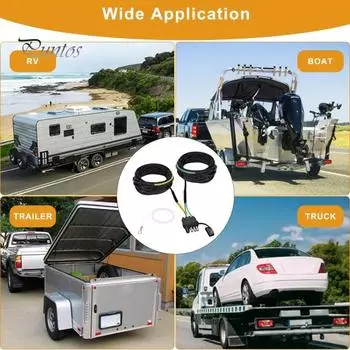 Комплект проводов для прицепа Boat RV 4 Pin 5 Wire с нейлоновой сетчатой трубкой и ПВХ-покрытием, универсальный 5-проводной 4-контактный плоский разъем для прицепа чёрный