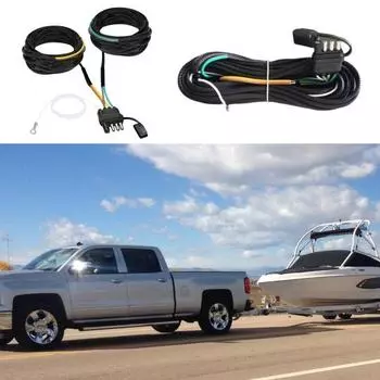 Комплект проводов для прицепа Boat RV 4 Pin 5 Wire с нейлоновой сетчатой трубкой и ПВХ-покрытием, универсальный 5-проводной 4-контактный плоский разъем для прицепа чёрный