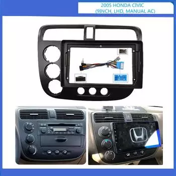 Комплект рамки автомобильного радиоприемника Android для HONDA Civic 2001 2002 2003 2004 2005 2006 Авто Стерео Центральная консоль Держатель Облицовка панели 9inch