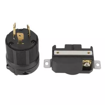 Комплект разъемов NEMA L6-30P и L6-30R Twist Lock - 30A 250V Male & Female 3 Pin Electrical Plug чёрный