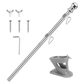 Комплект регулируемого флагштока из нержавеющей стали высотой 6,1 фута с кронштейном из алюминиевого сплава, вращающееся на 360 градусов монтажное кольцо, наружный сад, двор, коммерческое украшение