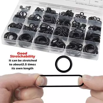Комплект резиновых уплотнительных колец, 450 шт., набор уплотнительных прокладок с метрическими шайбами из NBR, 24 размера, для сантехнических кранов, автомобилей, соединений воздуха или газа, общий ремонт чёрный