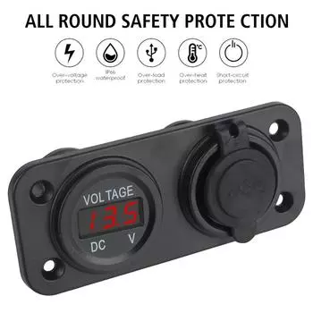 Комплект розеток адаптера питания 12 В, разветвитель розетки, прикуриватель для автомобиля, лодки, морского мотоцикла, скутера, зарядное устройство с двумя USB-портами красный