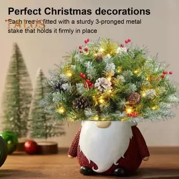 Комплект рождественских елок с подсветкой, искусственная сосна с таймером светодиодных ламп, праздничные кашпо, заполняющие деревья с треногой для уличного рождественского декора 2pcs