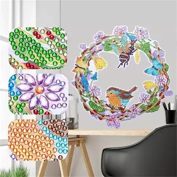 Комплект рождественских украшений с алмазной росписью, YEESAM ART Wreaths 5D DIY Diamond Art Венок особой формы