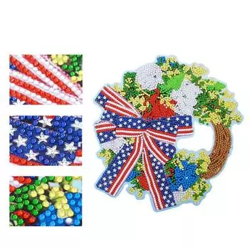 Комплект рождественских украшений с алмазной росписью, YEESAM ART Wreaths 5D DIY Diamond Art Венок особой формы