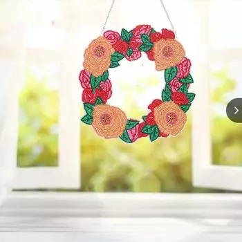 Комплект рождественских украшений с алмазной росписью, YEESAM ART Wreaths 5D DIY Diamond Art Венок особой формы