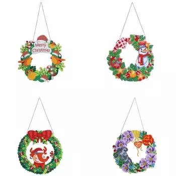 Комплект рождественских украшений с алмазной росписью, YEESAM ART Венки Снеговик Маленькие животные Птица 5D DIY Алмазный художественный венок специальной формы