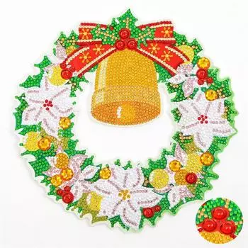 Комплект рождественских украшений с алмазной росписью, YEESAM ART Wreaths 5D DIY Diamond Art Венок особой формы