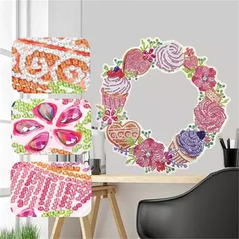 Комплект рождественских украшений с алмазной росписью, YEESAM ART Wreaths 5D DIY Diamond Art Венок особой формы
