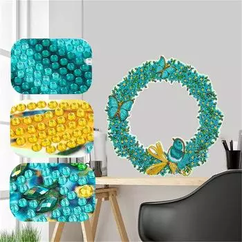 Комплект рождественских украшений с алмазной росписью, YEESAM ART Wreaths 5D DIY Diamond Art Венок особой формы