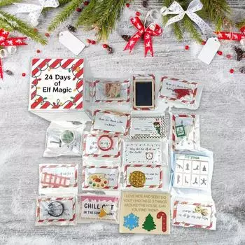 Комплект рождественского эльфа Yousheng 24 дня рождественских эльфов, аксессуары для забавных эльфов, реквизит для фокусов, обратный отсчет до Рождества, подарок для вечеринки Sets