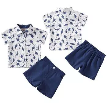 Комплект рубашки с динозавром Шорты с короткими рукавами Комплект рубашки с принтом динозавра 100