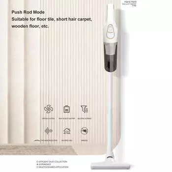 Комплект ручного пылесоса Беспроводная пылесосная машина для углов автомобиля Домашний пол Встроенный аккумулятор Белый