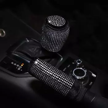 Комплект ручного тормоза из искусственной кожи с бриллиантовой инкрустацией, дышащий, универсальный, для салона автомобиля, принадлежности для автомобиля чёрный