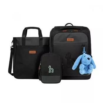 Комплект рюкзаков Hedges Kids Herry Big Logo: книжный портфель + сумка через плечо + новый карман, черный Tris000010312 100/100