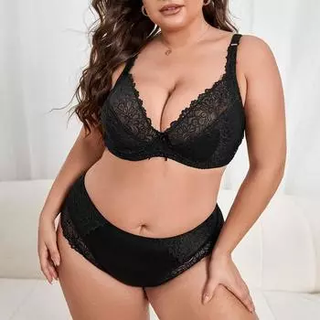 Комплект с бюстгальтером больших размеров, сексуальное кружевное тонкое нижнее белье с цветочным принтом M-4XL, трусики и бюстгальтеры, женские трусы, комплекты нижнего белья 34-44 E Cup 90E