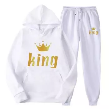 Комплект с капюшоном для пары, повседневная свободная спортивная одежда с длинными рукавами, флисовая куртка, спортивные штаны, мужские и женские толстовки с капюшоном, рубашки с коротким рукавом (Мужской) S