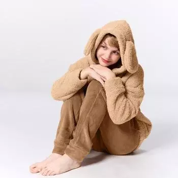 Комплект с капюшоном Gu By Uniqlo Marshmallow Feel с длинными рукавами и игрушечным пуделем 32 BEIGE/XS