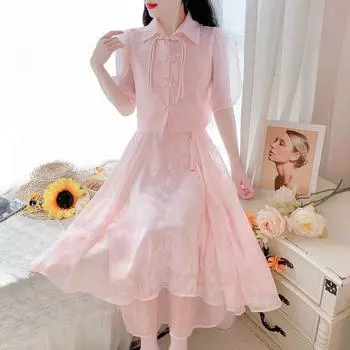 Комплект с юбкой Gentle Temperament Улучшенный комплект из двух частей Cheongsam L слоновая кость