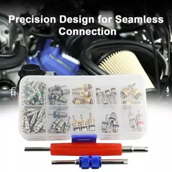 Комплект сердечников клапанов переменного тока для автомобильного кондиционера 134a, набор стержней стержней клапанов для холодильных шин, набор инструментов для установки сердечников клапанов