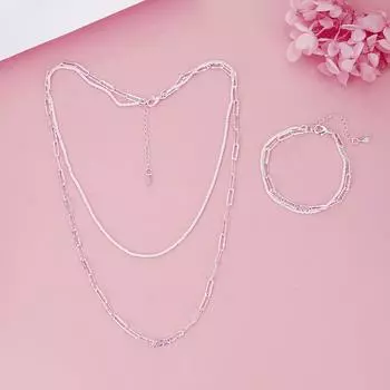 Комплект серебряного ожерелья S925 Серебряный браслет S925 Посеребренный женский двухслойный сверкающий браслет Комплект ожерелья