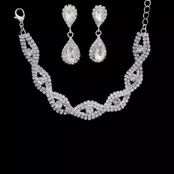 Комплект серег-браслетов с цирконием, простые свадебные украшения, свадебное платье, аксессуары для вечернего платья, украшения для свадебного банкета