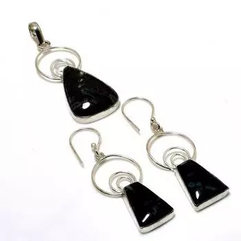 Комплект серег с подвеской из агата 925 пробы, посеребренный, 2,27–2,08 дюйма