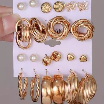 Комплект серег в виде преувеличенной геометрической бабочки: Женские серьги из 12 жемчуга в европейском и американском стиле Model CK0194