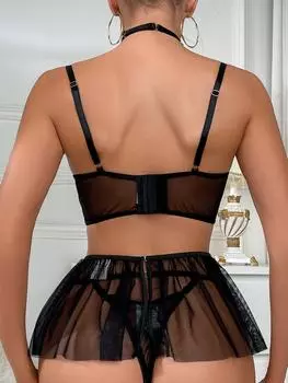 Комплект сексуального нижнего белья Сексуальное нижнее белье для секса Кружевной комплект нижнего белья для чулок S